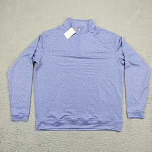 Peter Millar Crown Sport Pullover Mens Large Blue 1/4 Zip Long Sleeve Golf